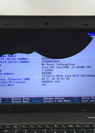 LENOVO THINKPAD E440 - BOOTS TO BIOS/BAD LCD - INTEL I5 4200M - NO RAM -READ-BB