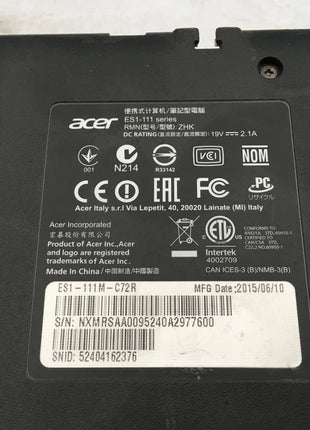 ACER ES1 111M C62R - FOR PARTS/NO POWER - INTEL CELERON N2840 - 2GB RAM -READ-BB