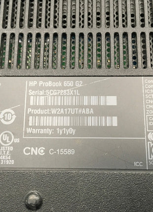 HP PROBOOK 650 G2 - FOR PARTS/BIOS LOCKED - INTEL I5 6200U - 8GB RAM - READ - BB