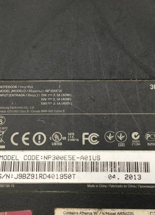 SAMSUNG NP300E5E A01US - FOR PARTS/REPAIR - INTEL i3-3227U - 4GB RAM - READ - BB