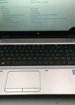HP PROBOOK 650 G2 - FOR PARTS/BIOS LOCKED - INTEL I5 6200U - 8GB RAM - READ - BB
